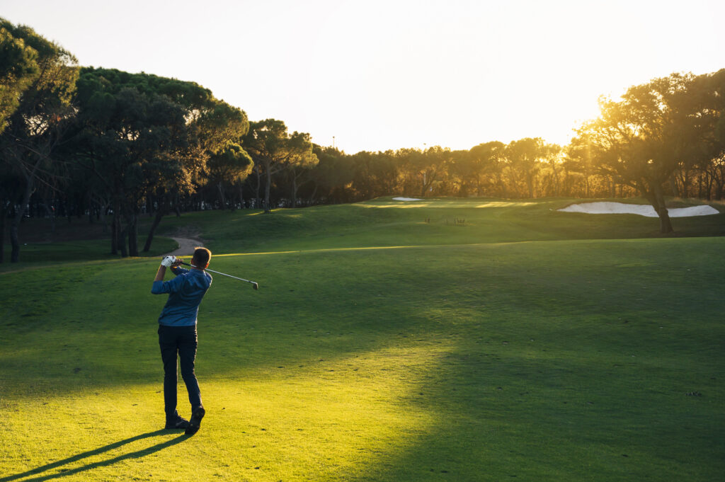 golfer at sunset